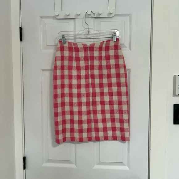 Tristan Pink and Cream Checkered Pencil Skirt - Picture 3 of 6